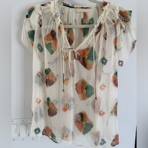 NWOT Ulla Johnson Sheer White silk Blouse